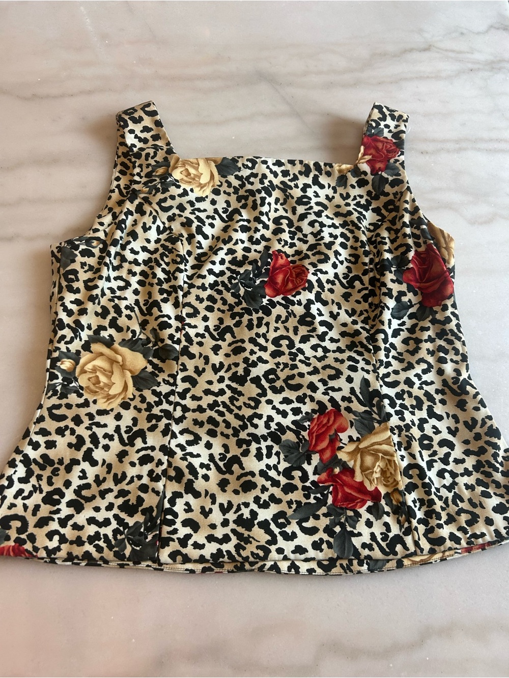 John Roberts Vintage Y2K Leopard Rose Square Neck Top 14